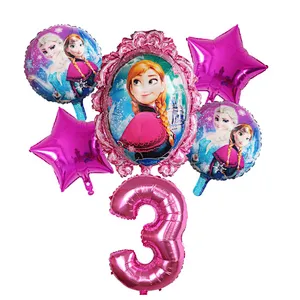 6Pcs Elsa Disney Frozen Princess Helium Balloons Number Baby Shower Girl Foil Globos Birthday Party Decorations Kids Toys Gift