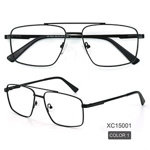 Black Retro metal optical frames double bridge men eyeglasses