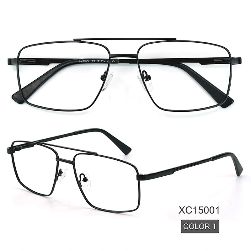 Black Retro metal optical frames double bridge men eyeglasses