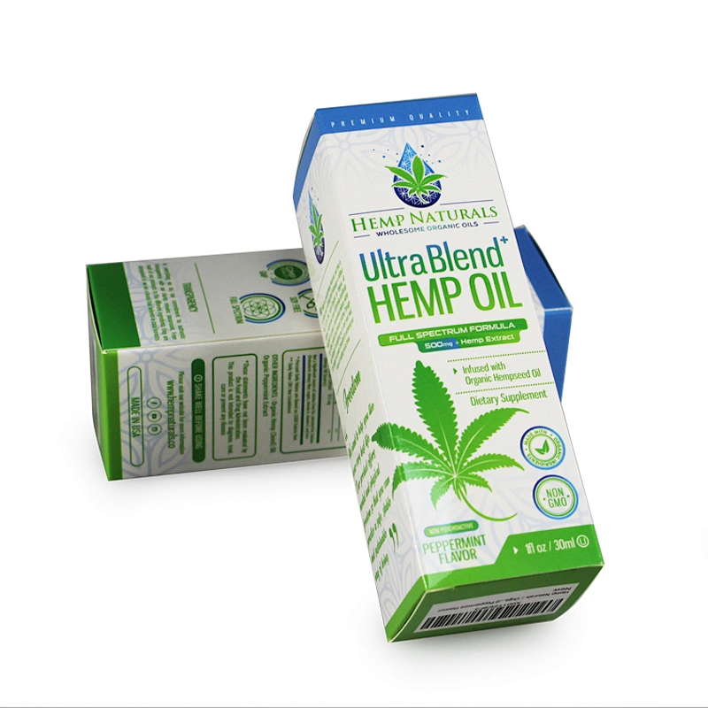 hemp cbd oil bottle paper package box glossy lamination 350g
