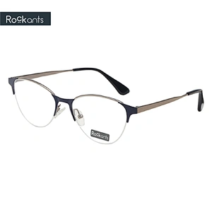 fashion cat eye half rim women metal optical two color eyeglasses frames