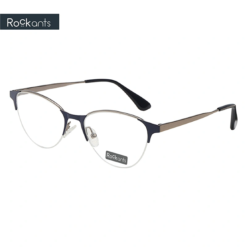 fashion cat eye half rim women metal optical two color eyeglasses frames