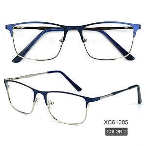 Multi color fashion design metal frame optical eyeglasses square lens gentleman dress