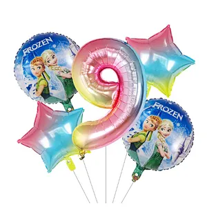 5Pcs Number Balloon Elsa Anna Disney Frozen Princess Helium Balloons Baby Shower Girl Globos Birthday Party Decoration Kids Toys