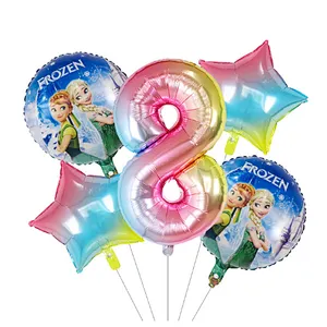 5Pcs Number Balloon Elsa Anna Disney Frozen Princess Helium Balloons Baby Shower Girl Globos Birthday Party Decoration Kids Toys