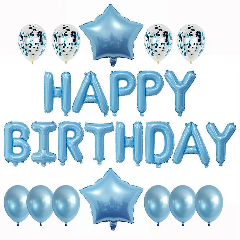 Happy Birthday Set With Foil Banner Balloon And Latex Ballon For Birthday Party Decorations