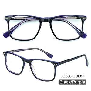 Acetate Men Patchwork Italy Design Rectangle Eye Glasses Clear Lens Optical Frames Spectacles