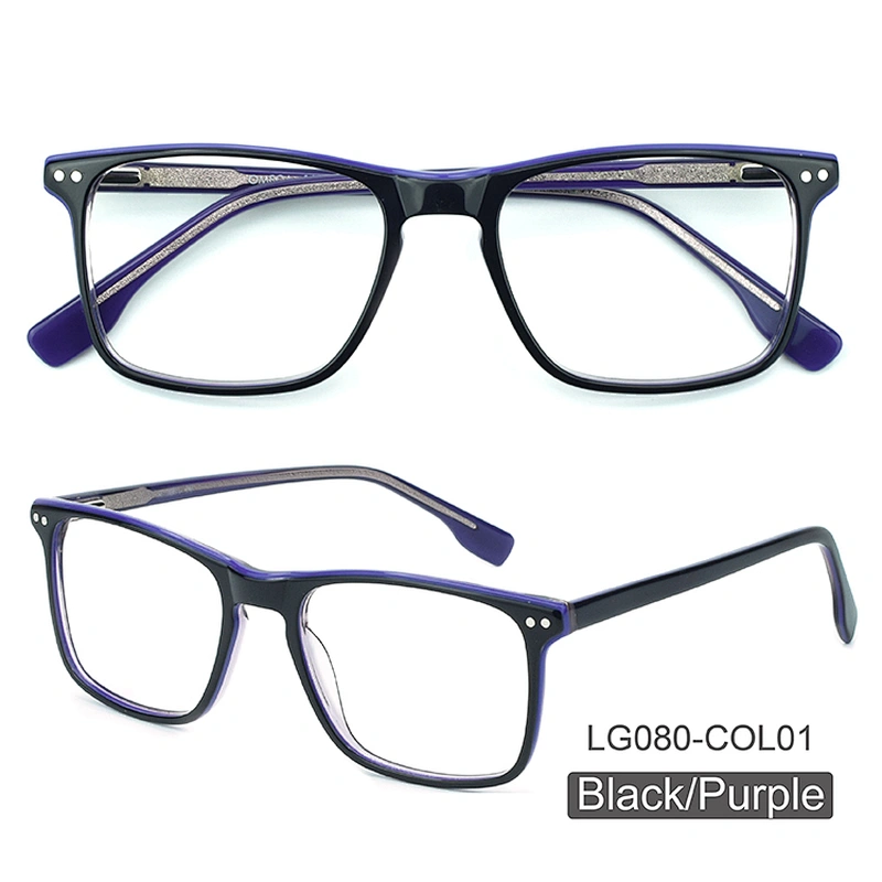Acetate Men Patchwork Italy Design Rectangle Eye Glasses Clear Lens Optical Frames Spectacles