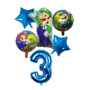 6pcs Super Mario Balloon Latex Mario Bros Balloons For 1 2 3 4 5 6 Birthday Party Decor Baby Shower Lugis Mario Ballons Kids Toy