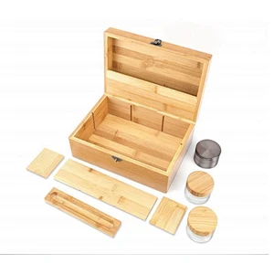 Best sell bamboo stash box weed accessories with grinder weed and smell proof glass jars