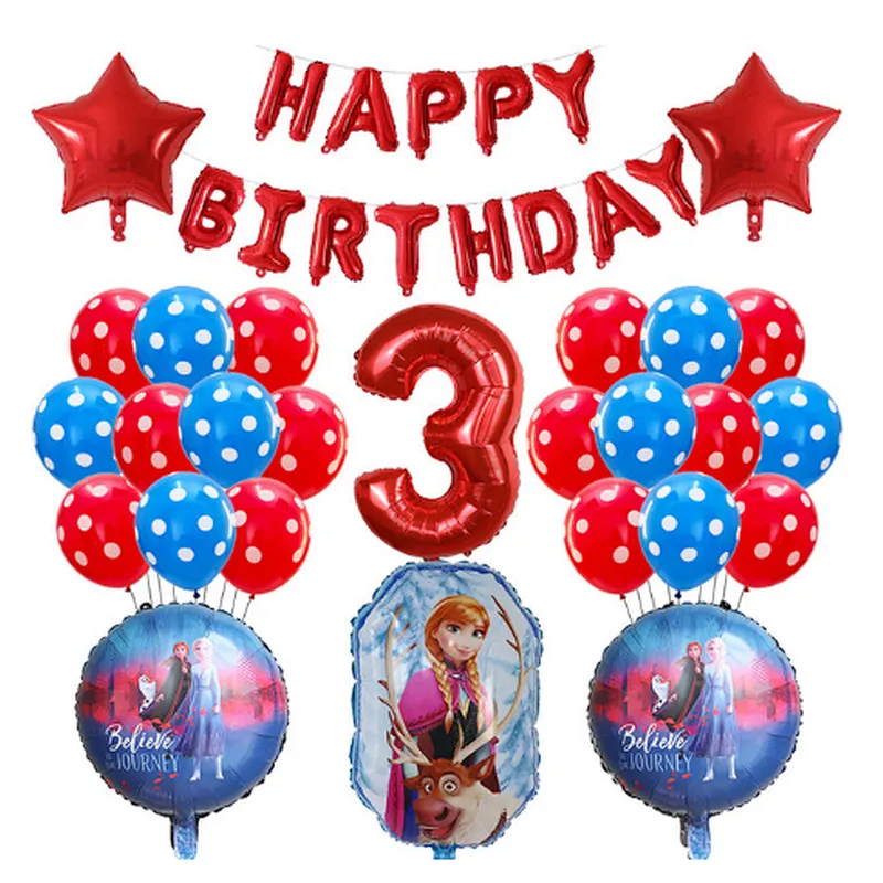 Frozen Party Latex Balloon Set Girl Kids 1 2 3 4 5 6 7 8 9 Birthday Party Decor Baby Shower Number Balloons Globos Supplies