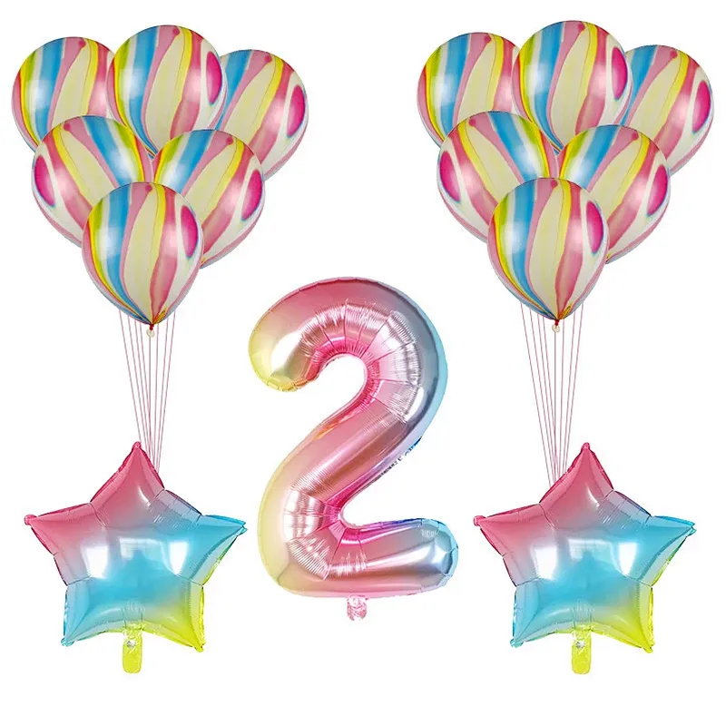 Amazon Hot Sale Children Birthday Party Decoration Balloon 12 Inch Latex Balloon and 18 inch Star Balloon Set