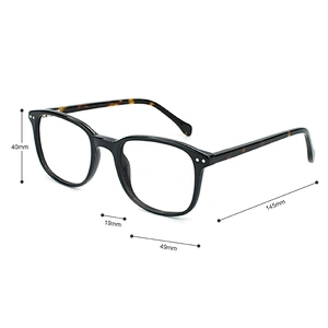 Classic black acetate optical frames with demi temple eyewear for men women