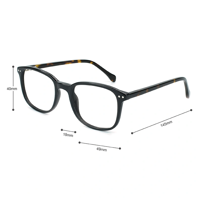 Classic black acetate optical frames with demi temple eyewear for men women