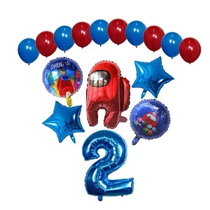 16pcs Among Us Foil Balloons Set Red Blue 30inch Number Globos Video Game Theme Party Happy Birthday Party Decorations Kids Toys