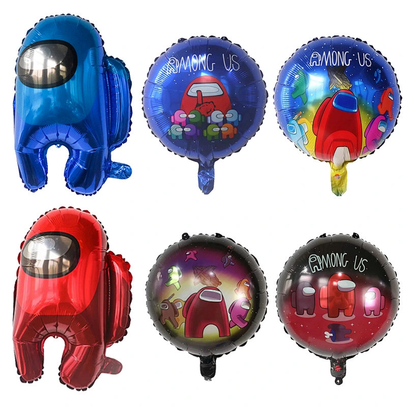 New cartoon 18-inch space among us aluminum foil balloon double printing round kids toy balloon theme party decoration