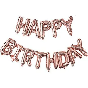 China Supplier Helium Balloon Set High quality Rose Gold Pompom Happy birthday Letter Set