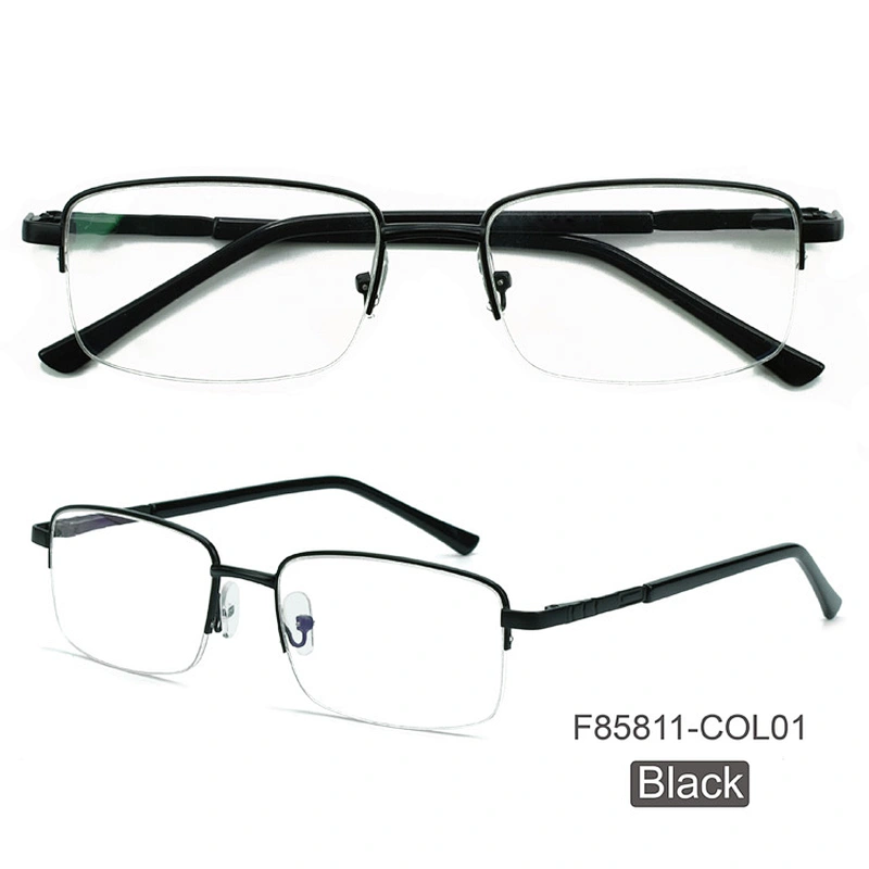 competitive half rim metal optical frame anti blue light blocking glasses manufacture