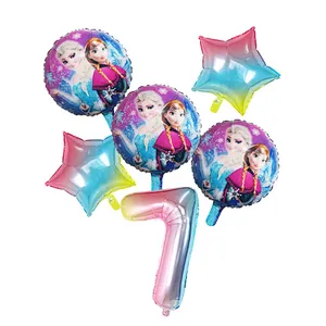 Disney Frozen Princess Elsa Helium Balloons Gradient Number Baby Shower Party Decoration Balloons Kids Birthday Air Globos