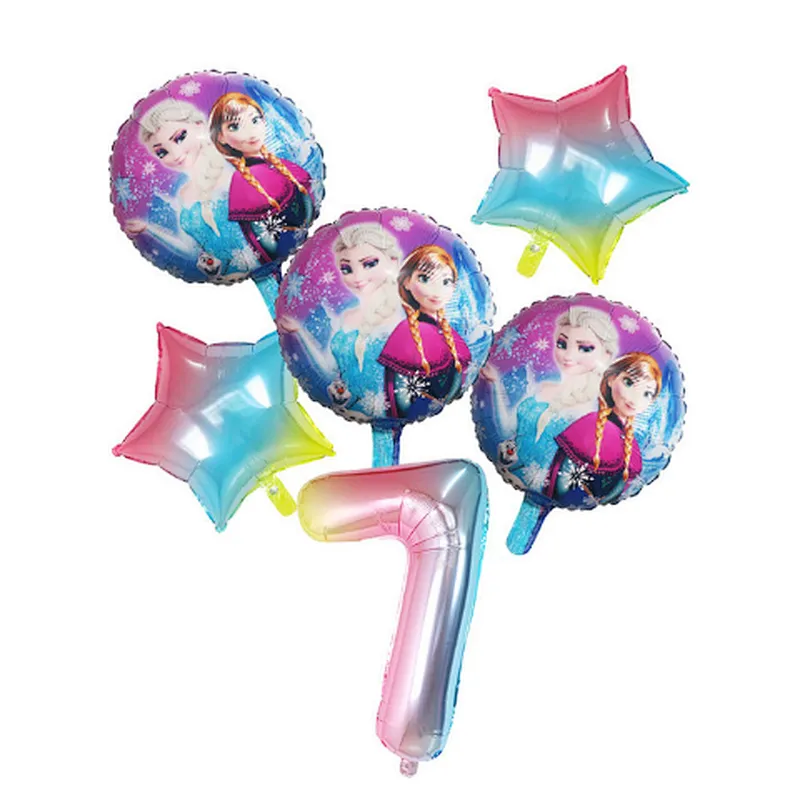 Disney Frozen Princess Elsa Helium Balloons Gradient Number Baby Shower Party Decoration Balloons Kids Birthday Air Globos