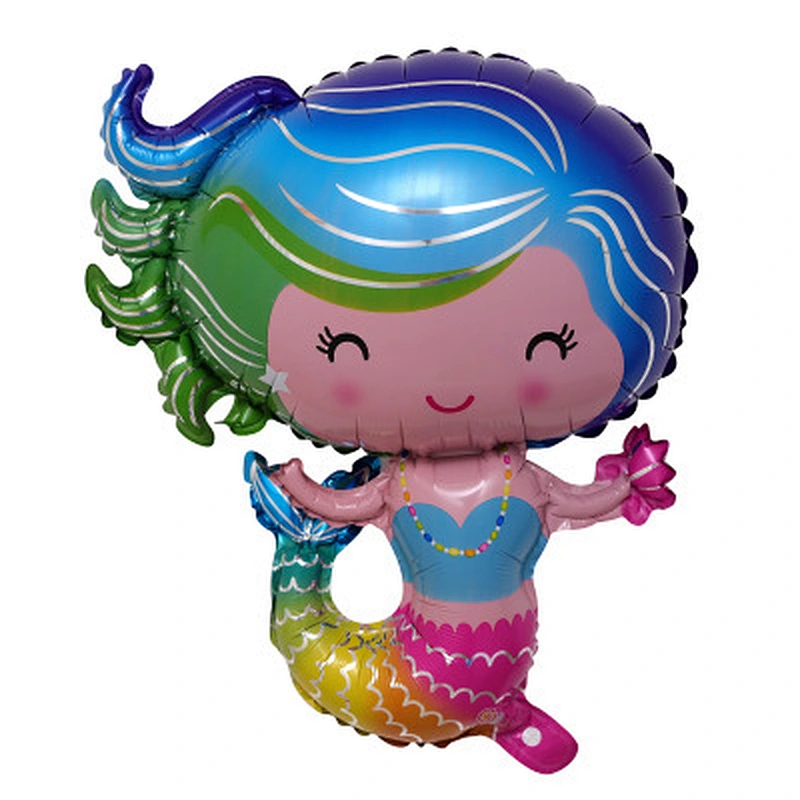 Cartoon Mermaid Foil Balloon Happy Birthday Balloons for Little Princess Baby Girl Birthday Party Decor