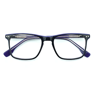 Acetate Men Patchwork Italy Design Rectangle Eye Glasses Clear Lens Optical Frames Spectacles