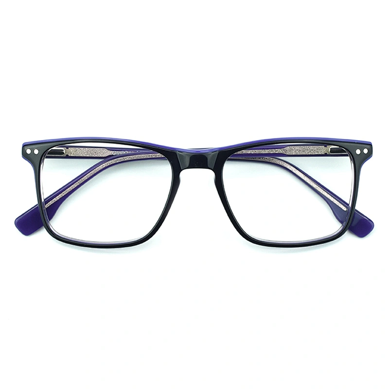 Acetate Men Patchwork Italy Design Rectangle Eye Glasses Clear Lens Optical Frames Spectacles