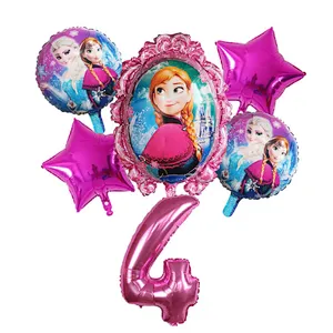6Pcs Elsa Disney Frozen Princess Helium Balloons Number Baby Shower Girl Foil Globos Birthday Party Decorations Kids Toys Gift