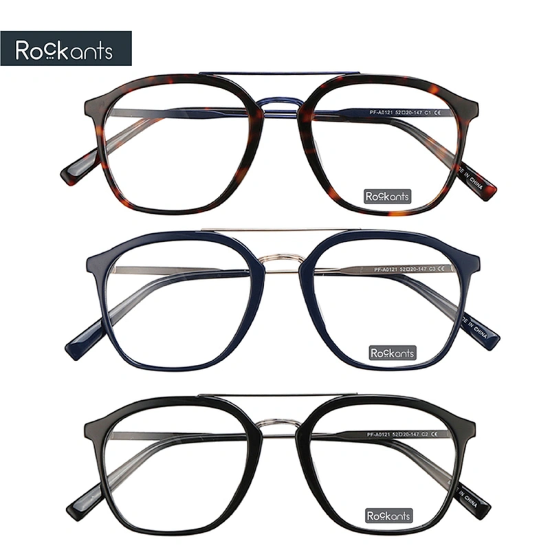 china wholesale classic acetate optical frame double bridge ready goods man eyeglasses