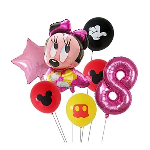 7pcs Cartoon Mickey Minnie Mouse Foil Balloons Set Globos For Baby Shower Kids Happy Birthday Party Decorations