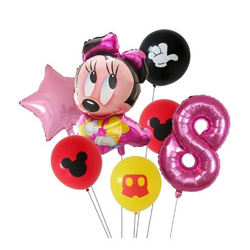 7pcs Cartoon Mickey Minnie Mouse Foil Balloons Set Globos For Baby Shower Kids Happy Birthday Party Decorations
