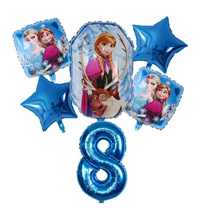 6Pcs Elsa Disney Frozen Princess Helium Balloons Number Baby Shower Girl Foil Globos Birthday Party Decorations Kids Toys Gift