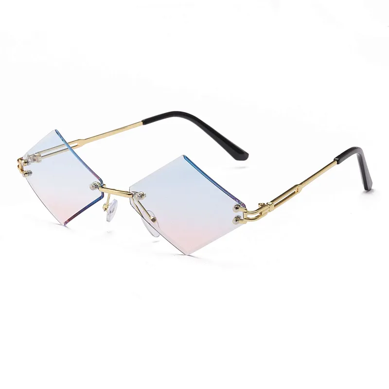 rhombus sunglasses women men rimless vintage gift party unisex fashion rhombus sunglasses UV400
