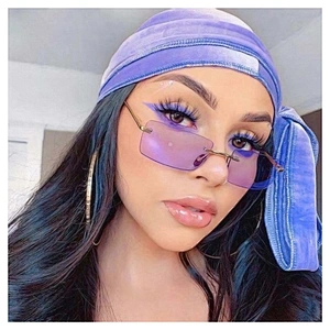 2021 Hot Sale Street Beat Fashion Rimless Square Frame sunglasses, 2020 women 2021hot sale shades sunglasses