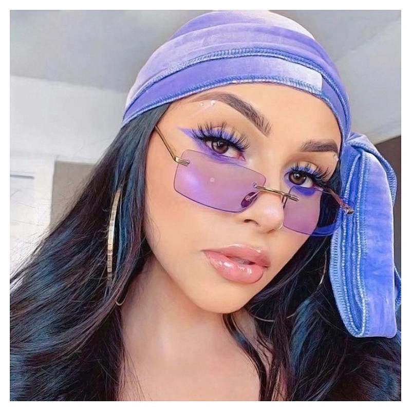 2021 Hot Sale Street Beat Fashion Rimless Square Frame sunglasses, 2020 women 2021hot sale shades sunglasses