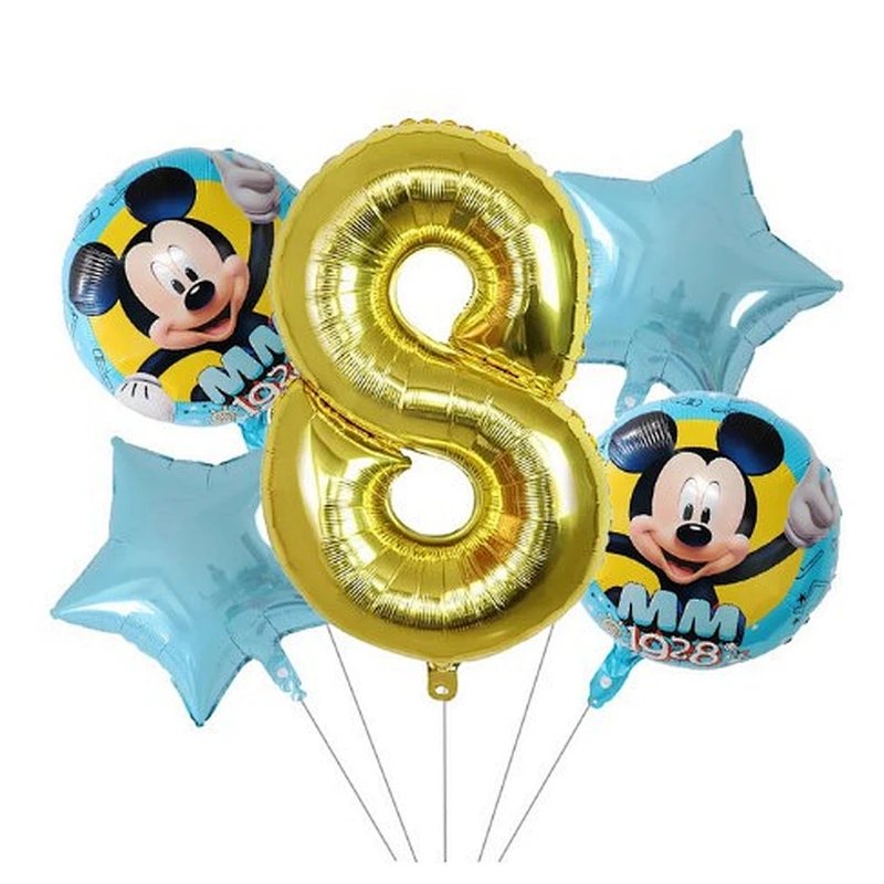 5pcs 18inch Mickey Minnie Foil Balloons Set Pink Gold 30inch Number Globos Baby Shower Kids Happy Birthday Party Decoration Toys