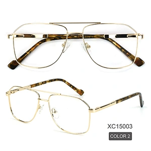 stylish cheap metal eyeglasses double bridge optical frames 2021