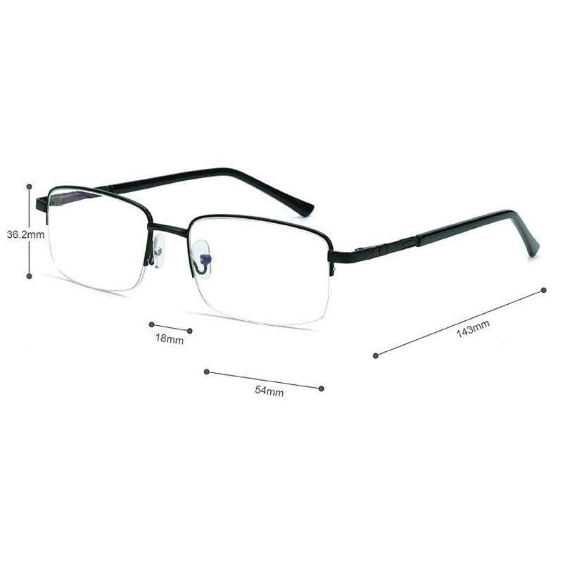 competitive half rim metal optical frame anti blue light blocking glasses manufacture