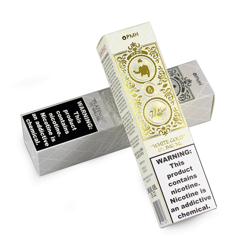 gold stamping logo paper box auto tuck box style for 60ml vaping bottle