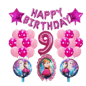 Frozen Party Latex Balloon Set Girl Kids 1 2 3 4 5 6 7 8 9 Birthday Party Decor Baby Shower Number Balloons Globos Supplies