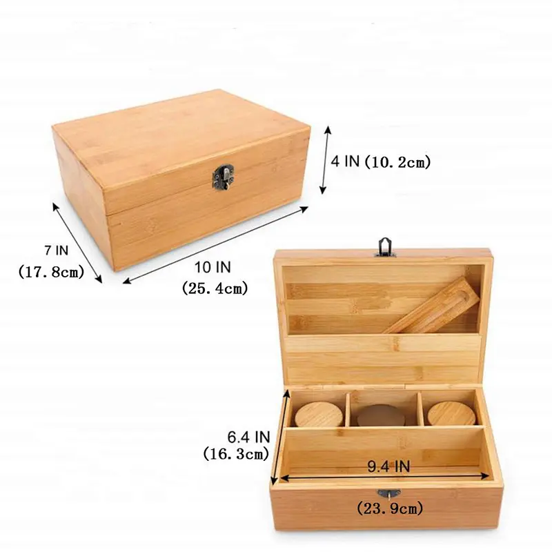 Best sell bamboo stash box weed accessories with grinder weed and smell proof glass jars
