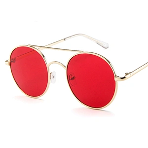 2021 High-End Exquisite Double Bridge Round Unisex Flat Top UV400 Sunglasses Sun Glasses