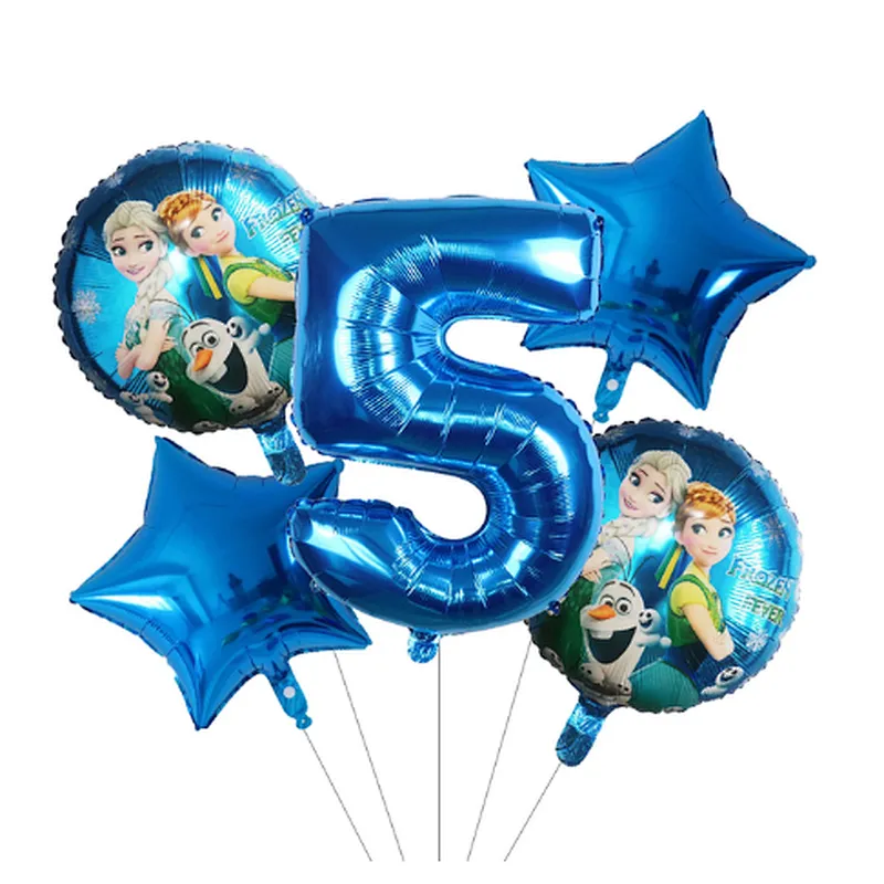 5Pcs Number Balloon Elsa Anna Disney Frozen Princess Helium Balloons Baby Shower Girl Globos Birthday Party Decoration Kids Toys