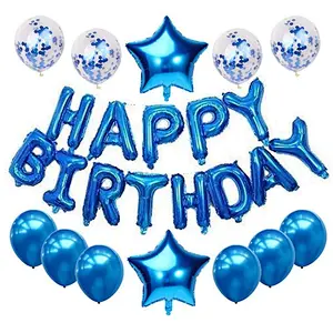 Happy Birthday Set With Foil Banner Balloon And Latex Ballon For Birthday Party Decorations