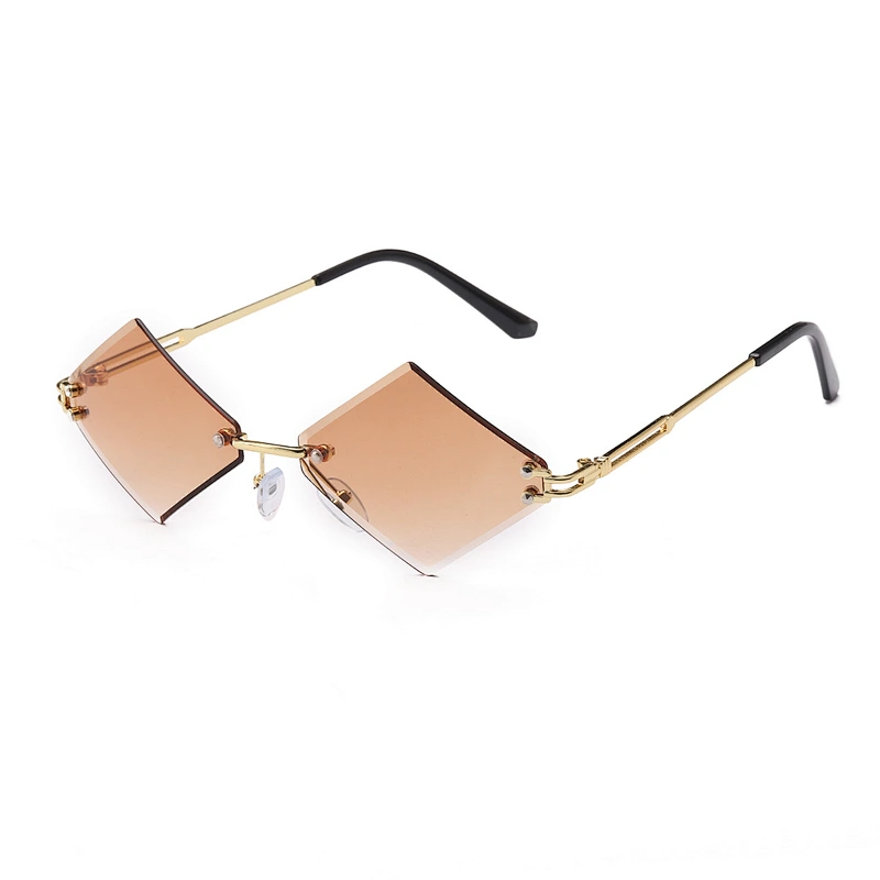 rhombus sunglasses women men rimless vintage gift party unisex fashion rhombus sunglasses UV400