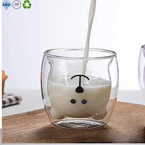 Double Wall Glass Bear Shape Cup