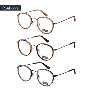 Rock ants main product classic design round acetate metal glasses handmade optical eyeglasses frames