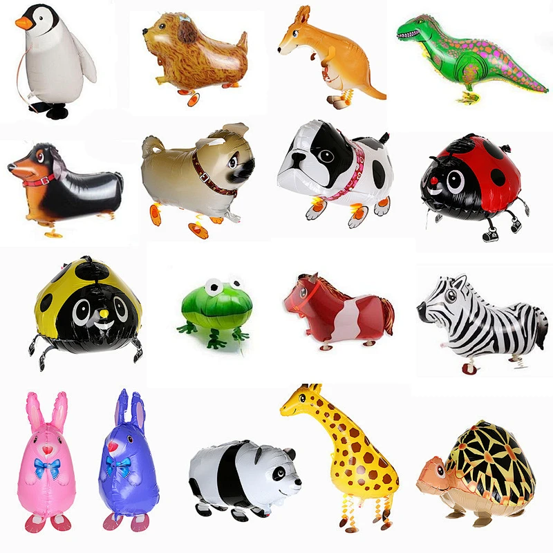 Walking Pet Animal HELIUM Balloons Cute Cat Dog Panda Dinosaur Tiger pet air Ballons birthday party decorations kids and adult