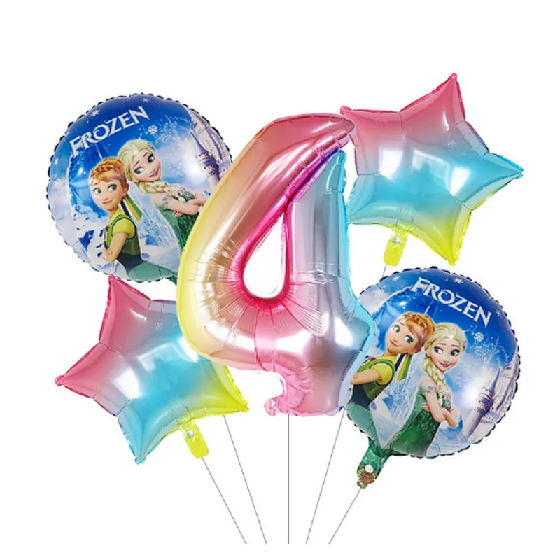 5Pcs Number Balloon Elsa Anna Disney Frozen Princess Helium Balloons Baby Shower Girl Globos Birthday Party Decoration Kids Toys