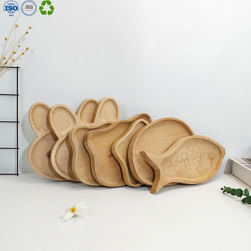 Wood cartoon cutlery plate
